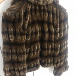 Sand faux fur crop jacket